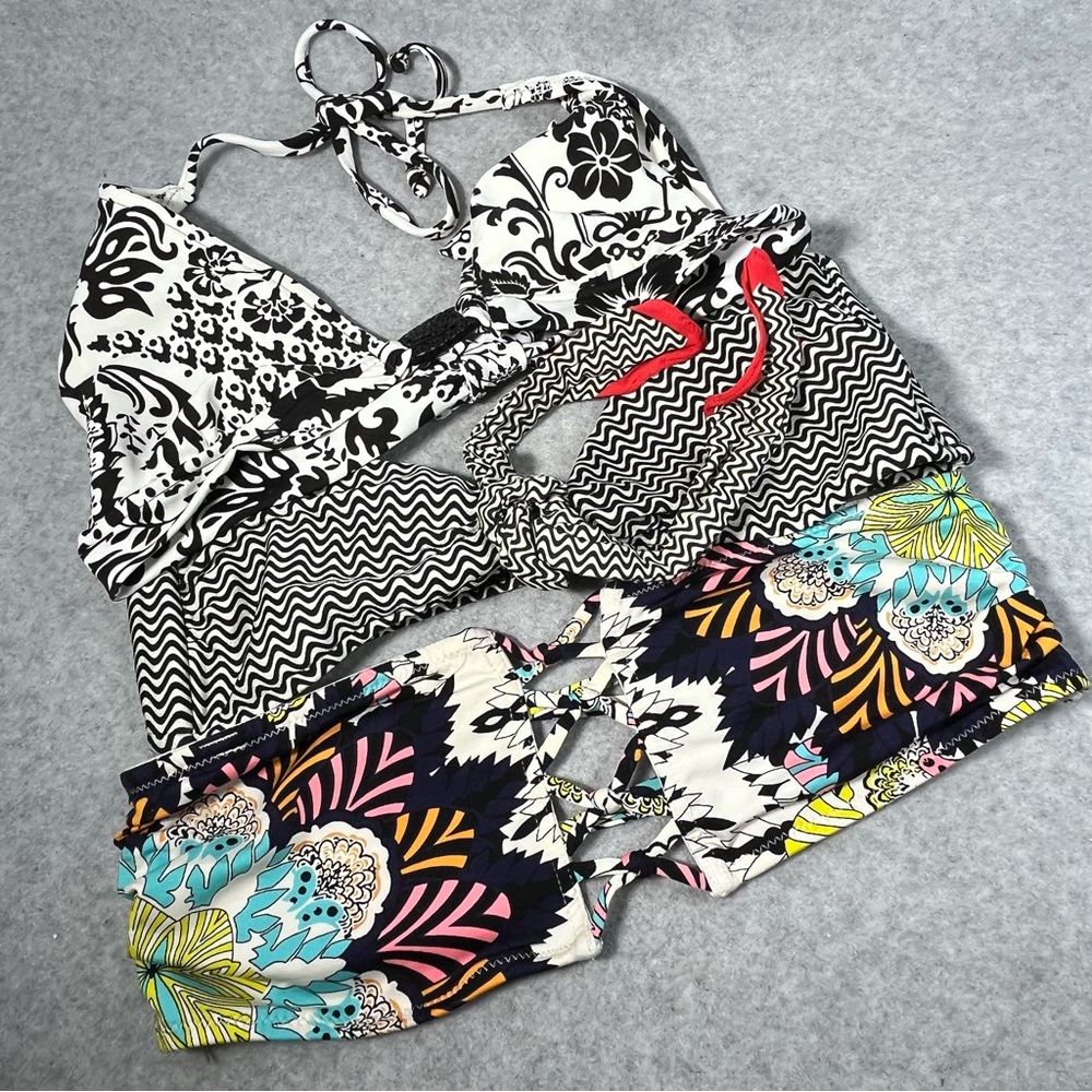 Multicolor Patterned Bikini Tops Mix Sizes Colorful H&M Salinas Mossimo READ